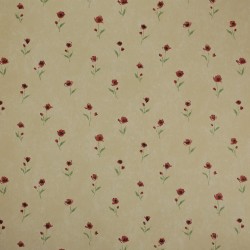 Papel de parede, floral, vermelho com fundo bege